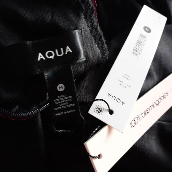 Aqua Metallic Pleated Mini Dress NWT - Picture 9 of 11